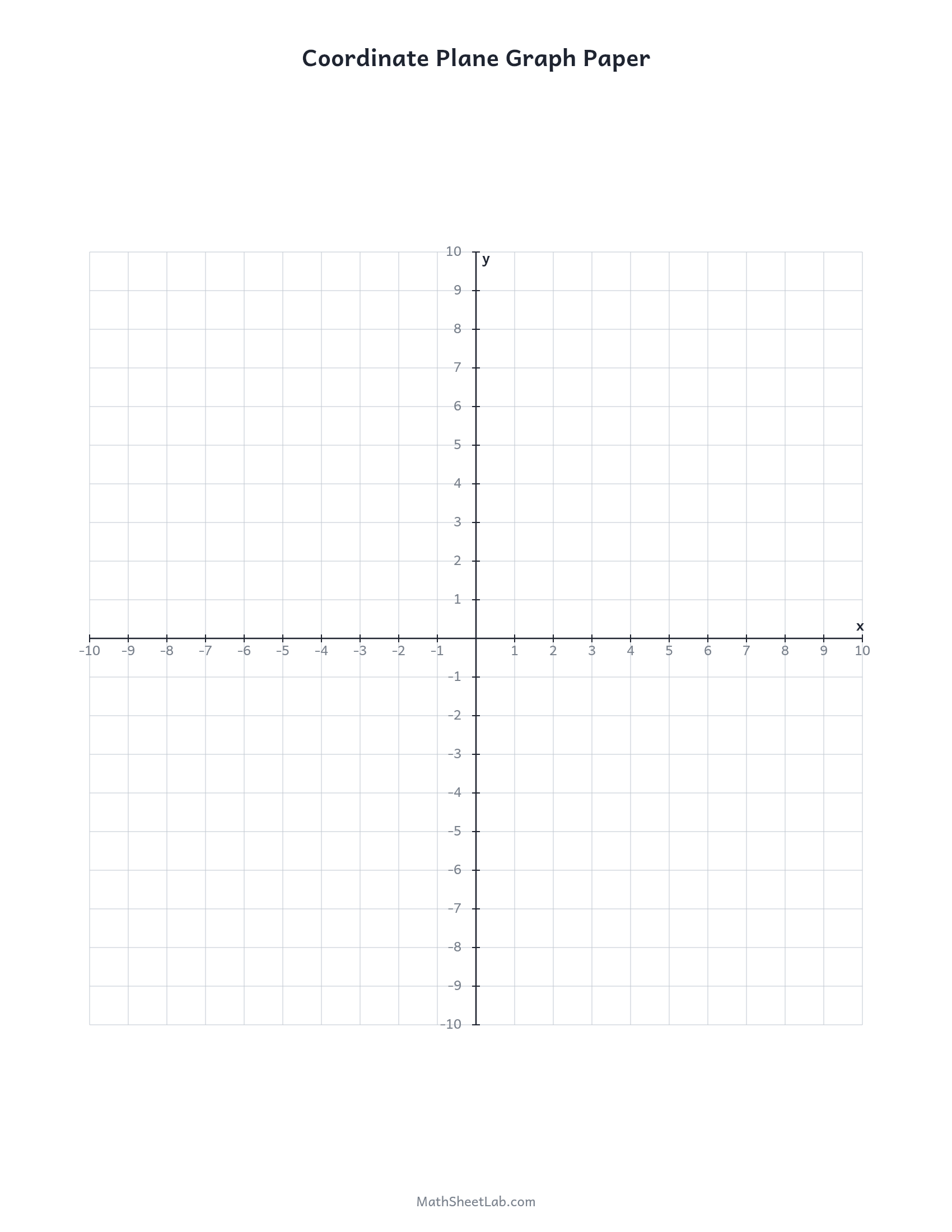 Coordinate plane graph paper — free printable PDF preview