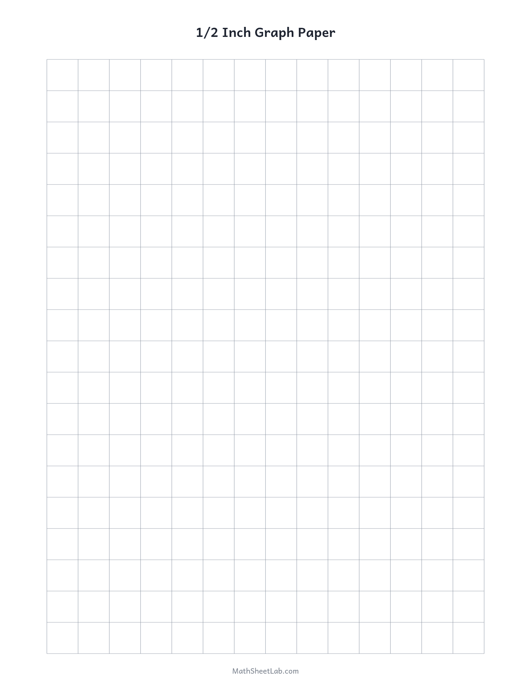 1/2 inch graph paper — free printable PDF preview