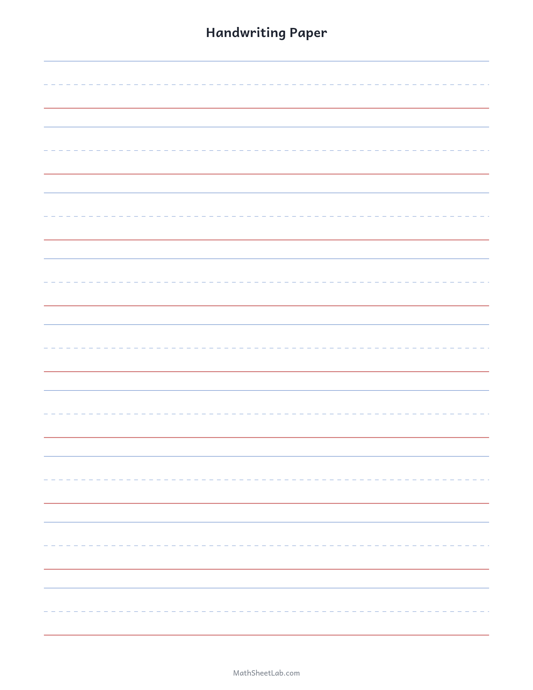 Handwriting paper — free printable PDF preview