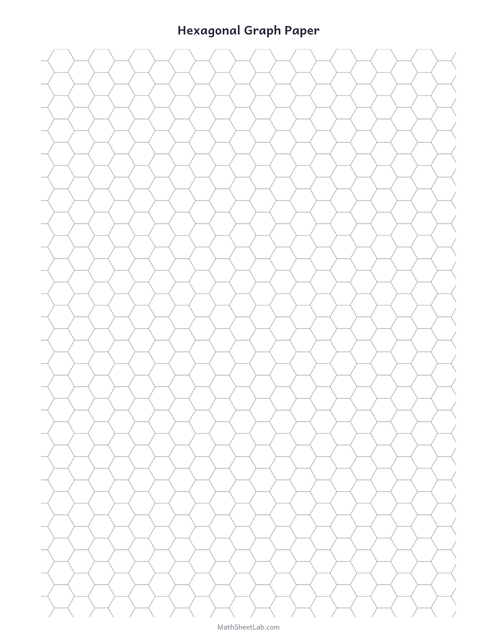 Hexagonal graph paper — free printable PDF preview