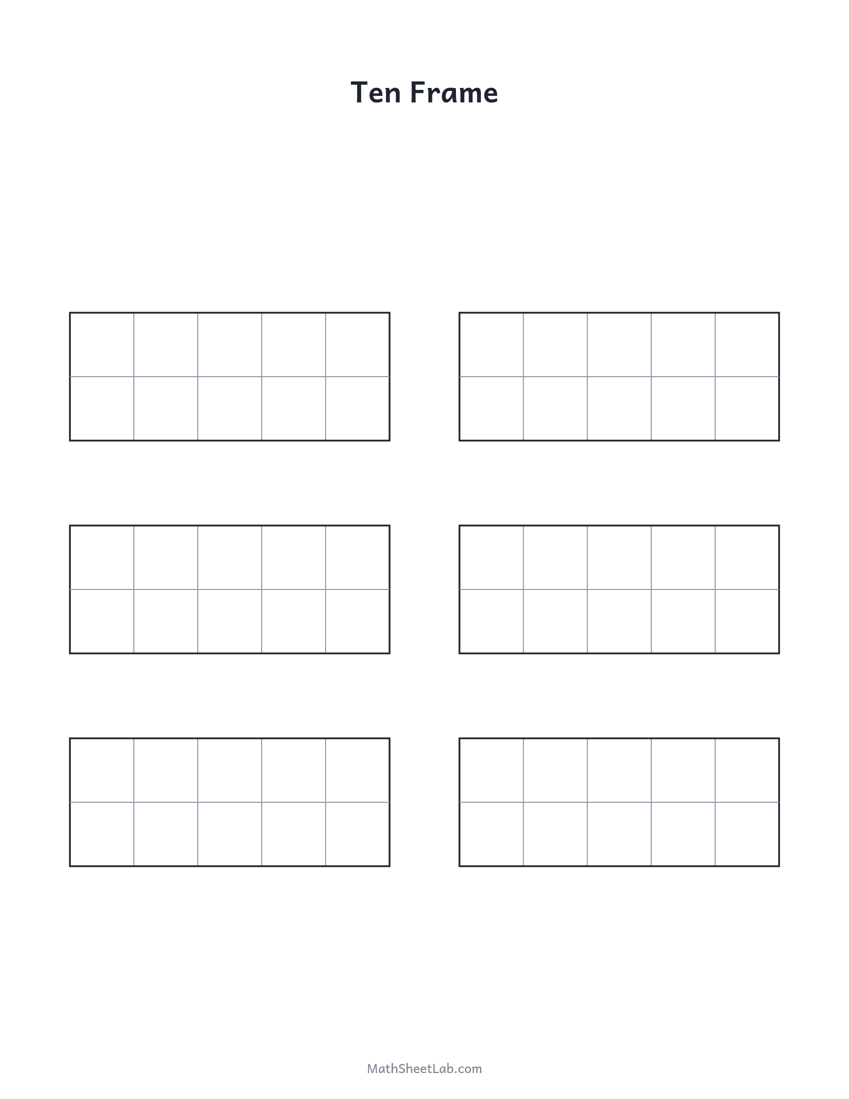Ten frame (printable templates) — free printable PDF preview