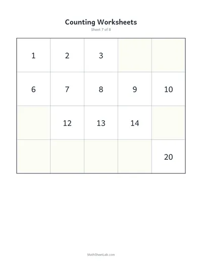 Counting worksheets (1–20) — Sheet 7