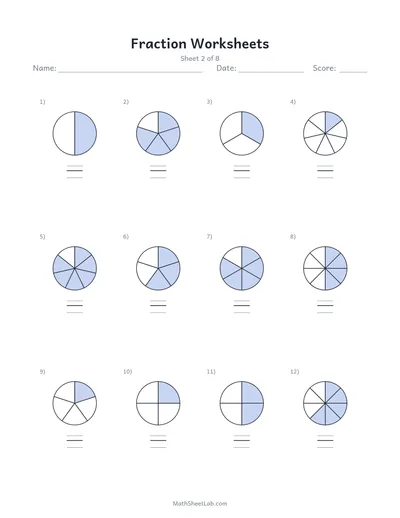 Fraction worksheets — Sheet 2