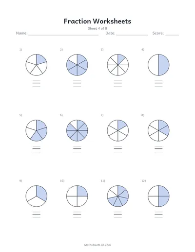 Fraction worksheets — Sheet 4