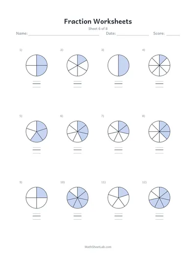Fraction worksheets — Sheet 6