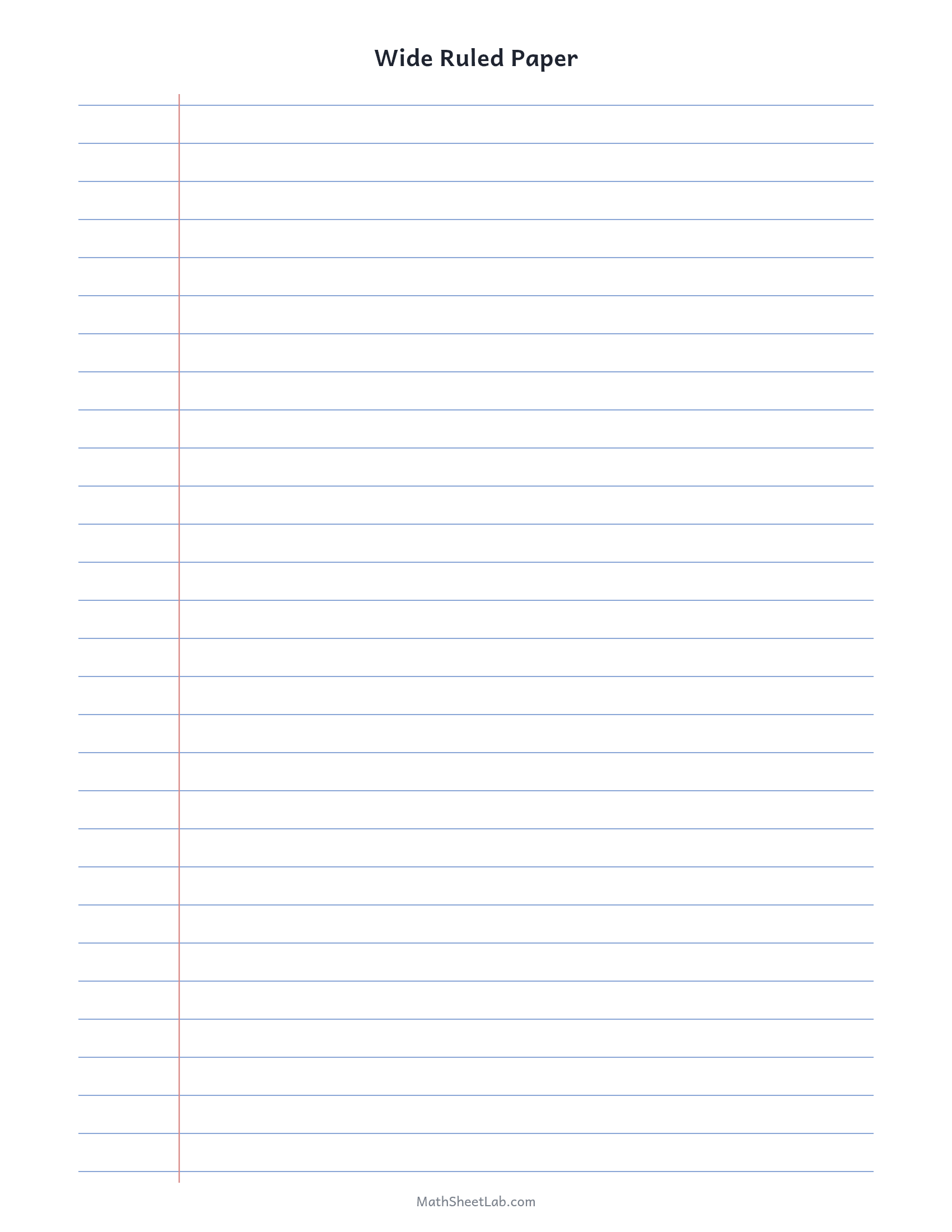 Wide ruled paper — free printable PDF preview